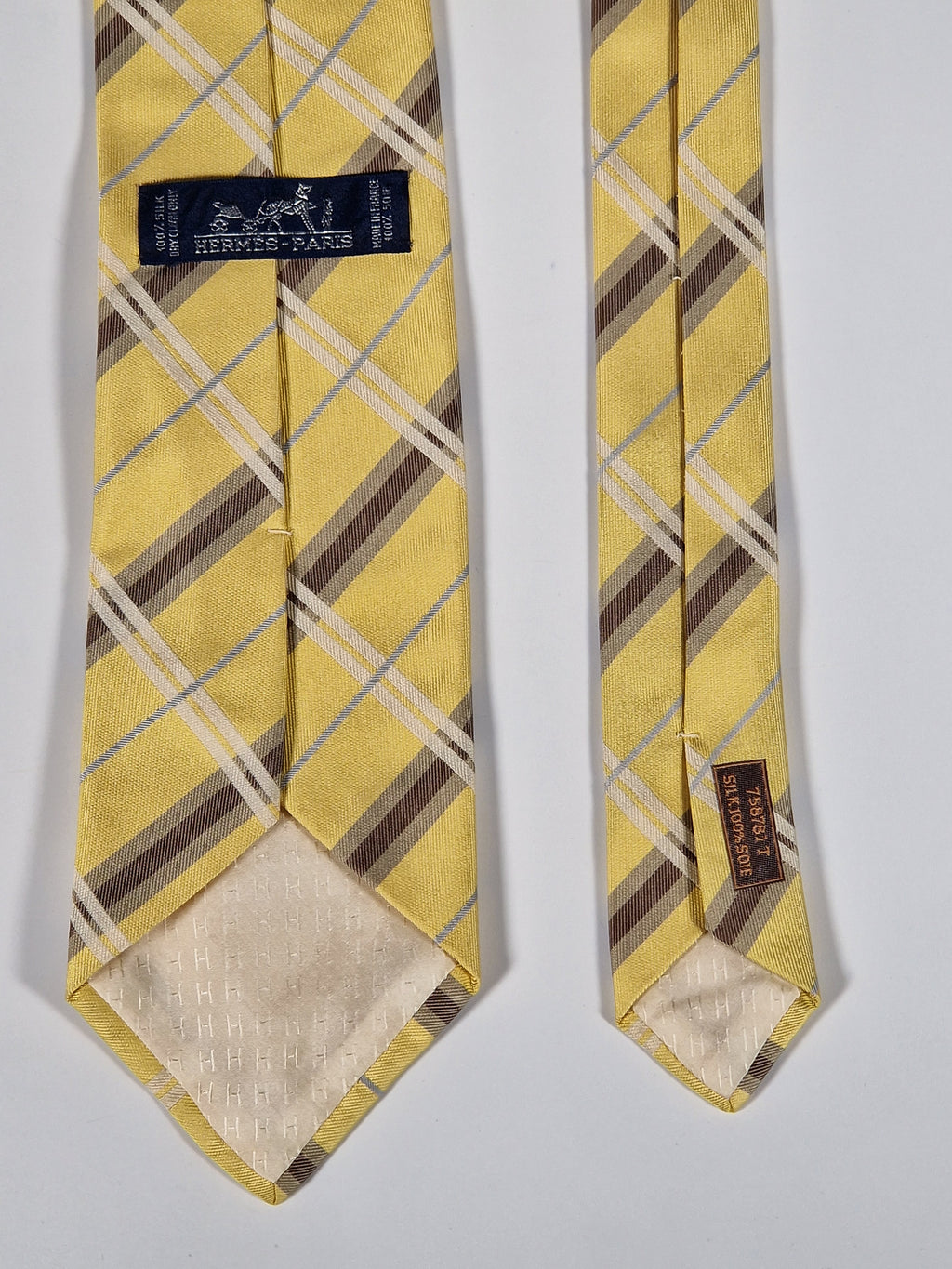 Hermès silk tie yellow chekerd 758781 T tie
