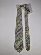 Hermès jaquard silk tie green striped Hermès 758784 T tie green