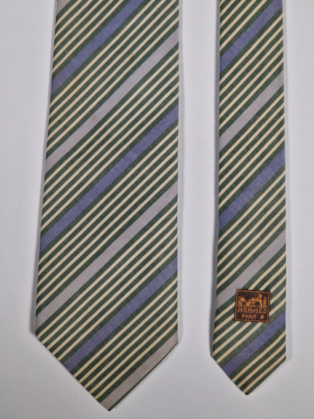 Hermès jaquard silk tie green striped Hermès 758784 T tie green