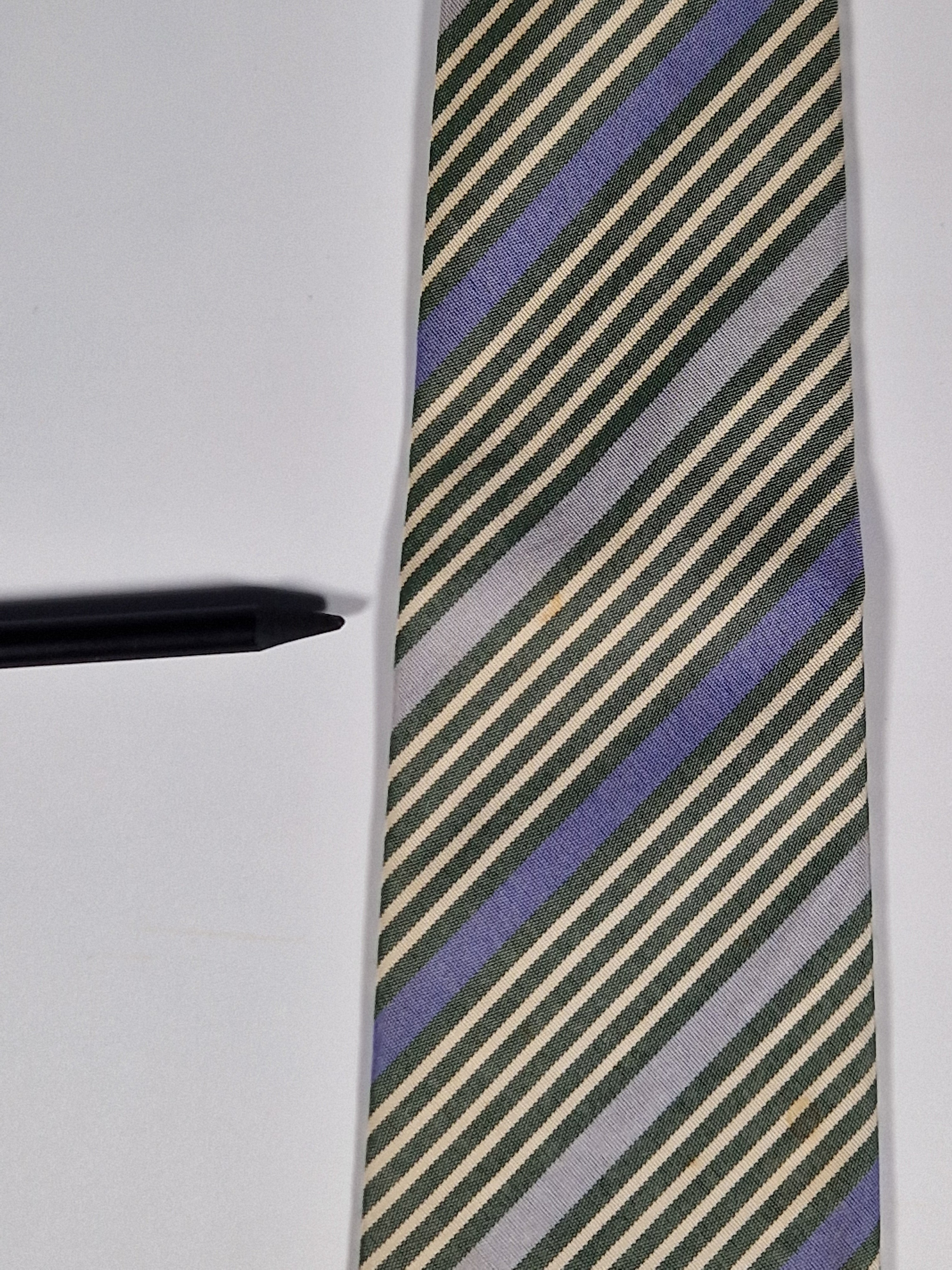 Hermès jaquard silk tie green striped Hermès 758784 T tie green