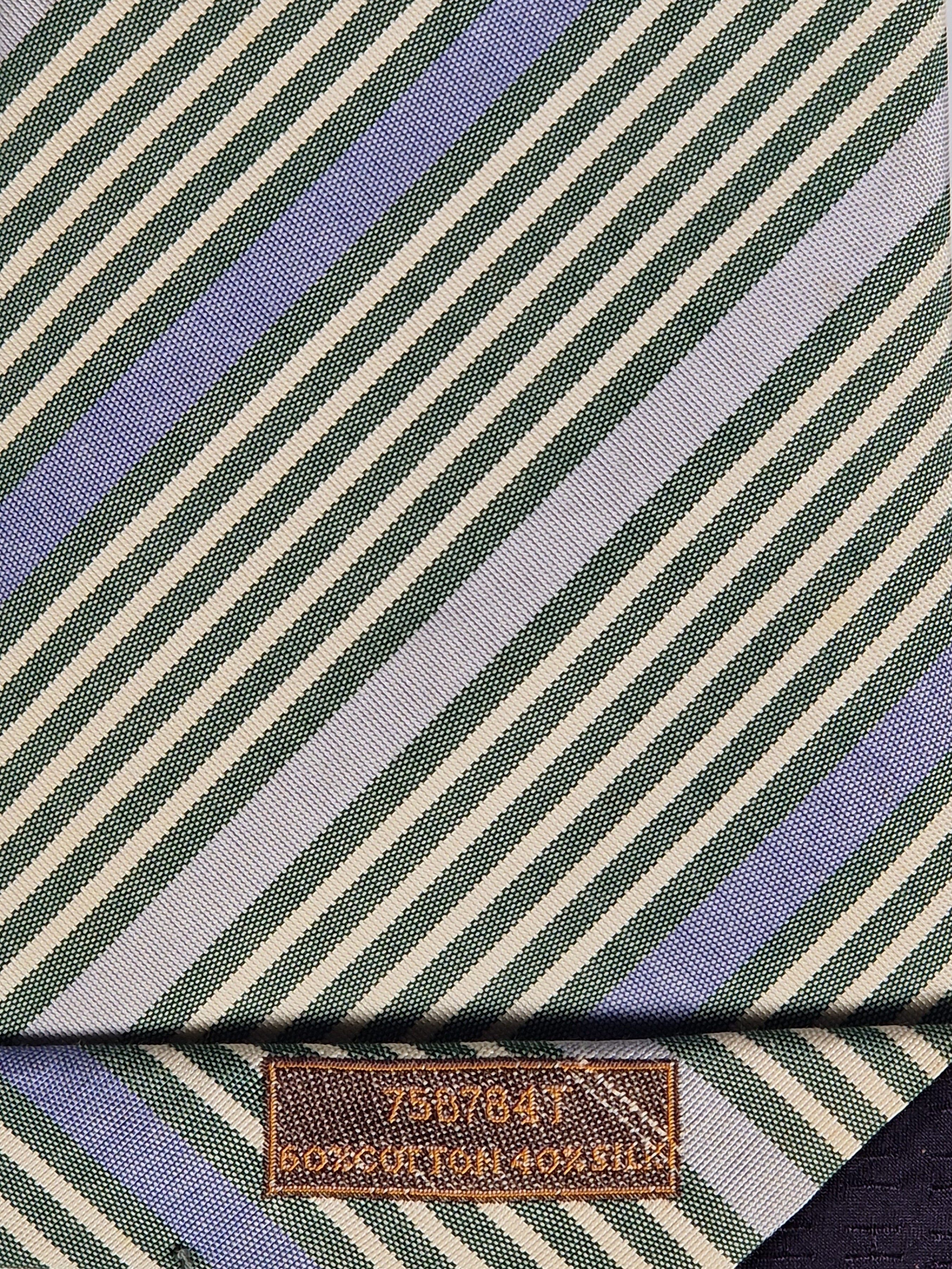 Hermès jaquard silk tie green striped Hermès 758784 T tie green