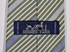 Hermès jaquard silk tie green striped Hermès 758784 T tie green
