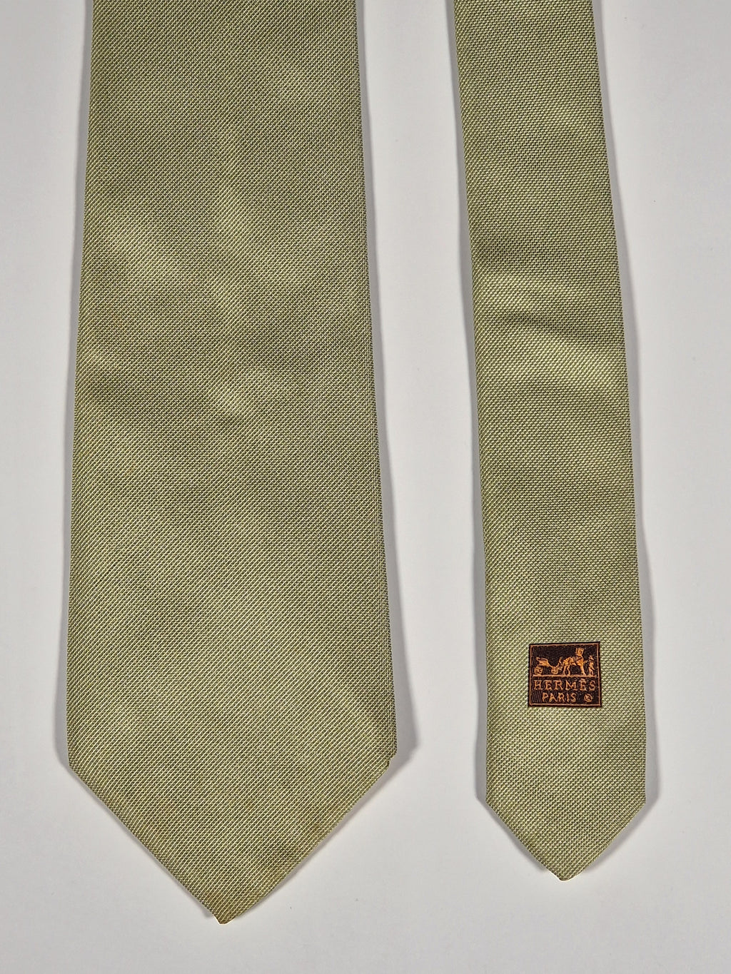 Hermés green silk jaquard tie 758792 T