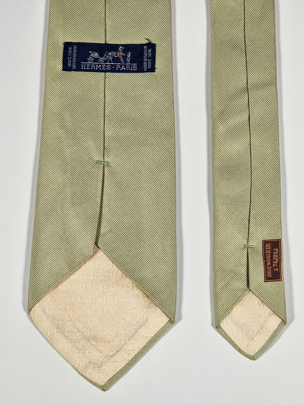 Hermés green silk jaquard tie 758792 T