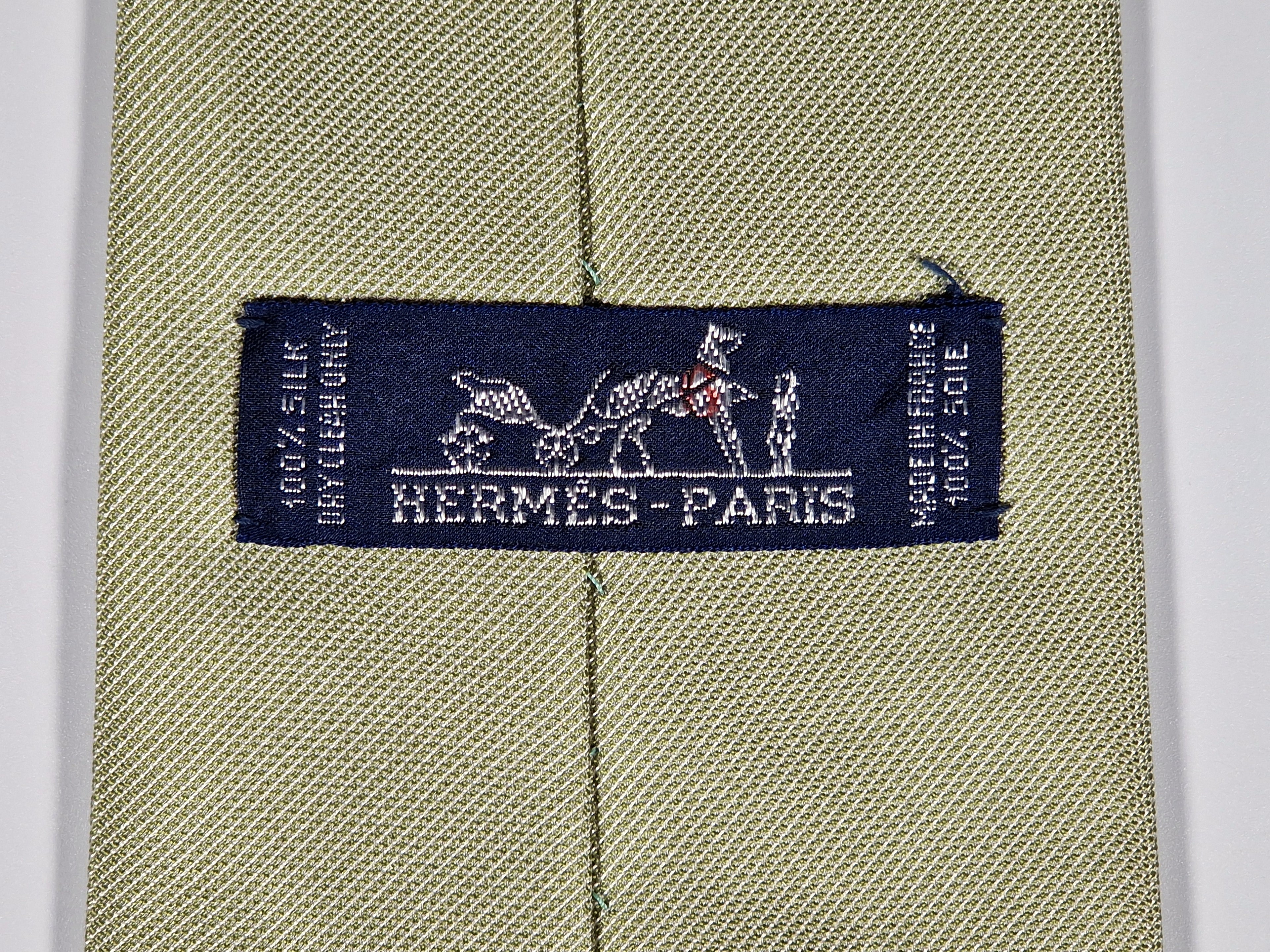 Hermés green silk jaquard tie 758792 T