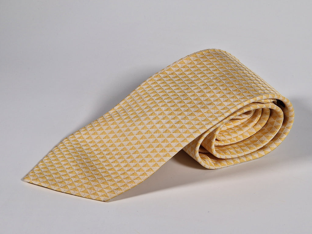 Hermès silk tie yellow geometrical pattern Hermès 758976 T