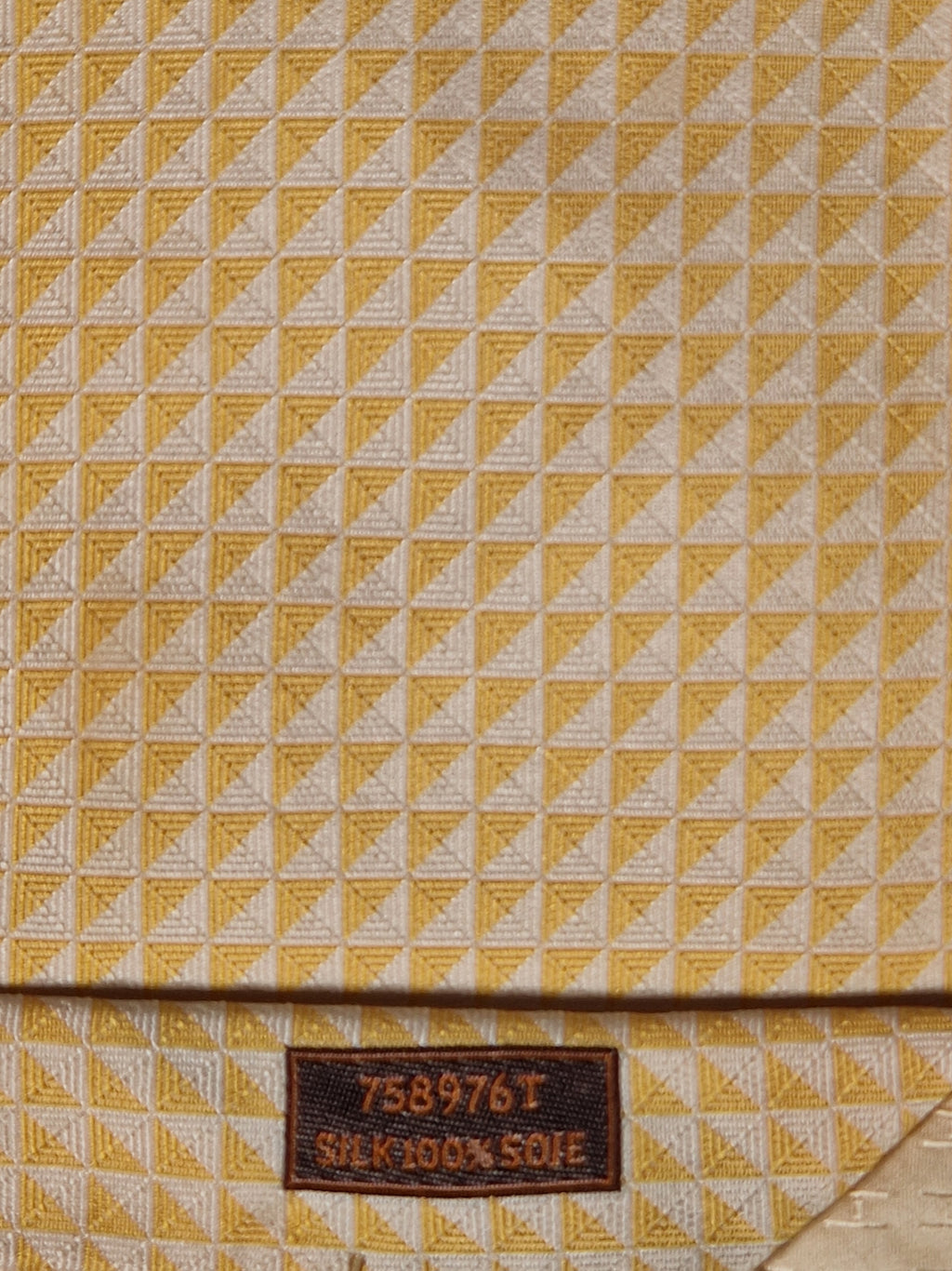 Hermès silk tie yellow geometrical pattern Hermès 758976 T