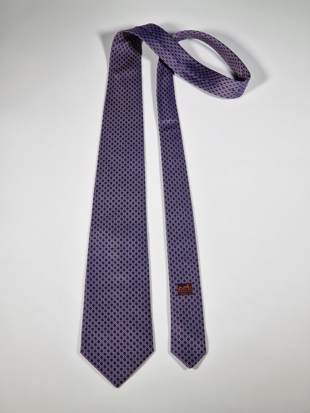 Hermès silk tie purple H pattern 759030 T