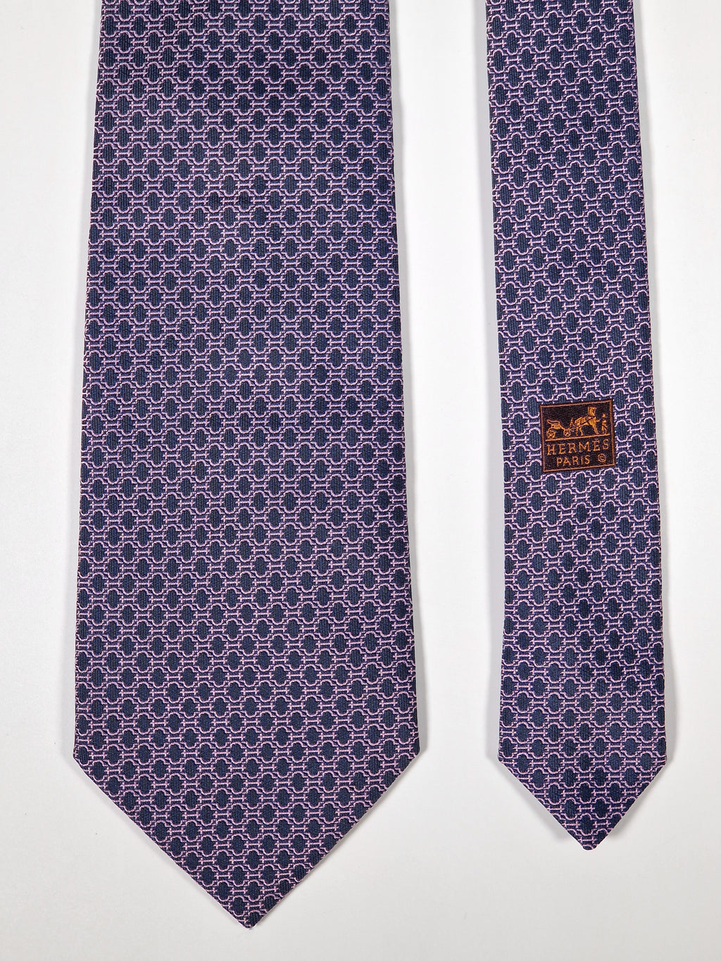 Hermès silk tie purple H pattern 759030 T