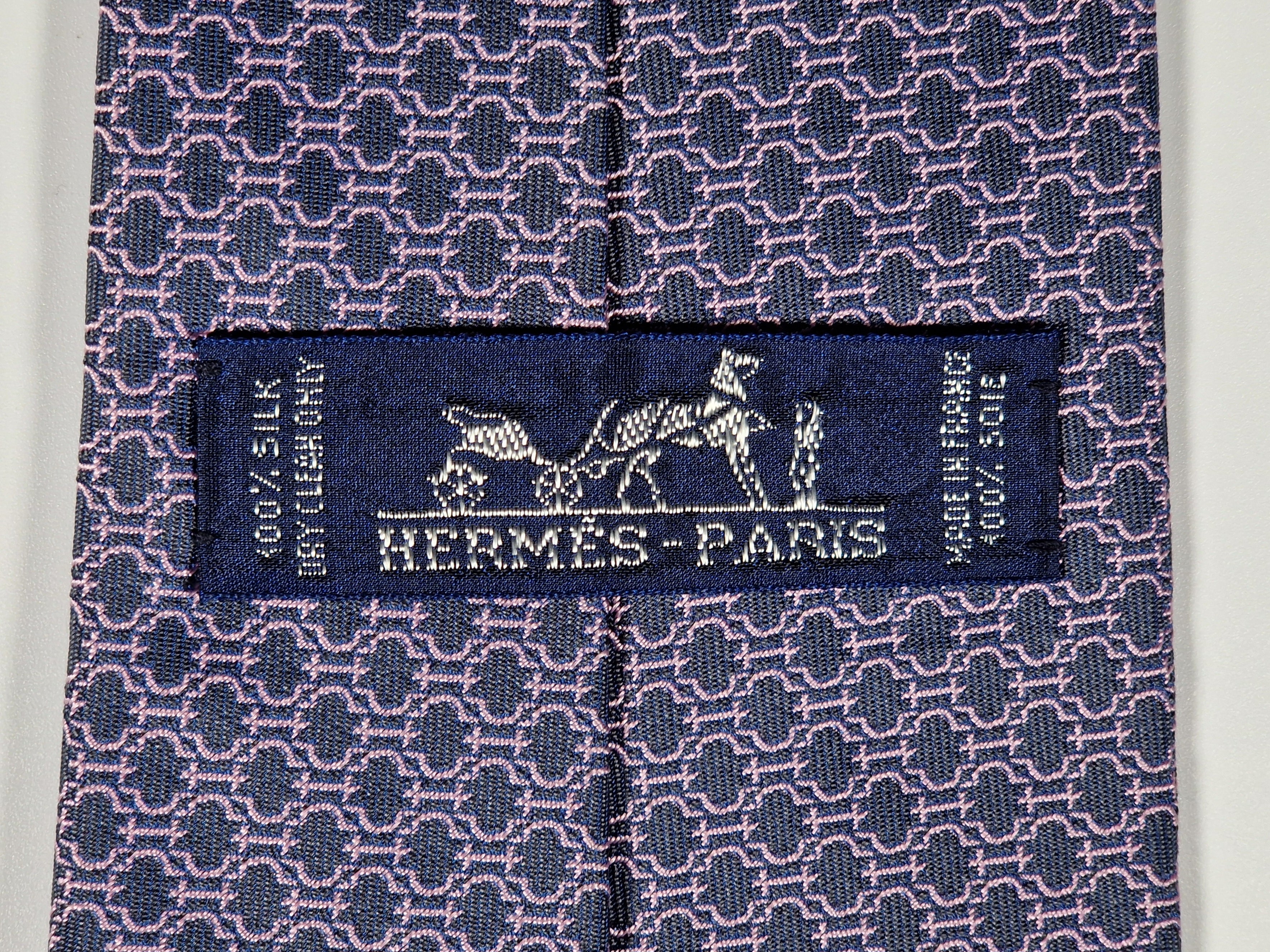 Hermès silk tie purple H pattern 759030 T