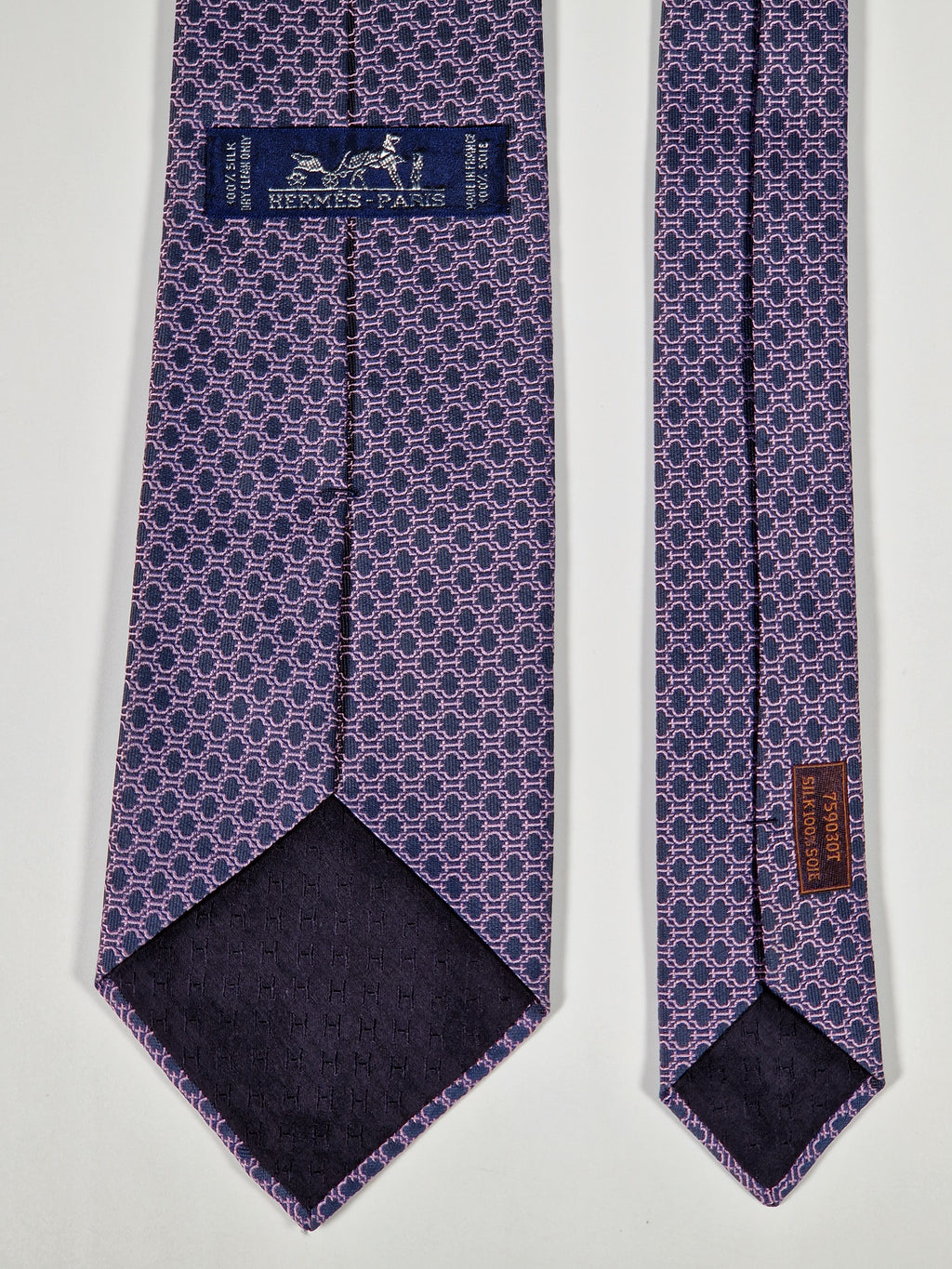 Hermès silk tie purple H pattern 759030 T