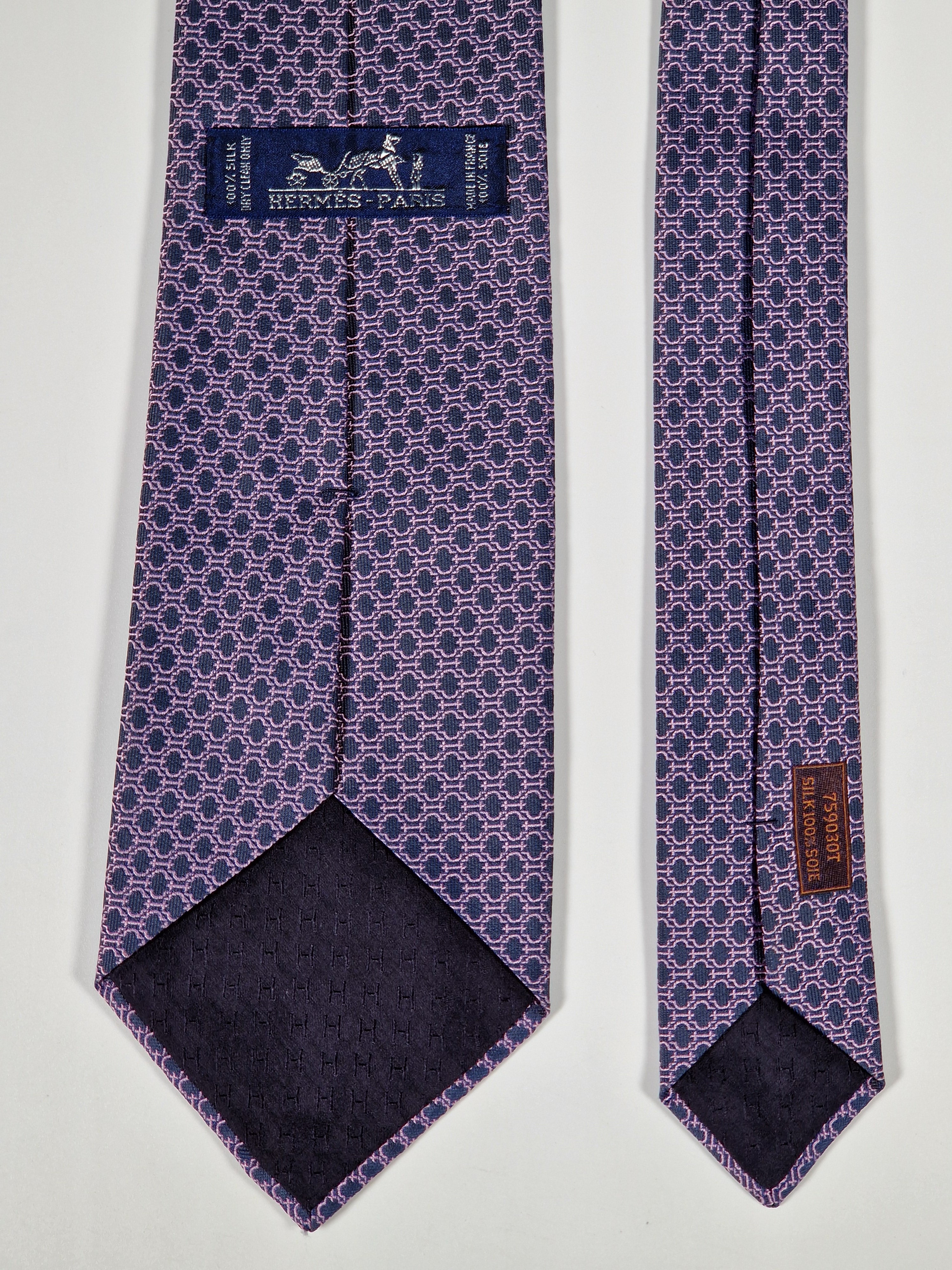 Hermès silk tie purple H pattern 759030 T