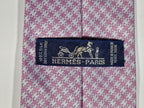 759037 Hermès jaquard silk tie pink H pattern 759037 T