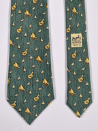 Hermés green vintage silk tie geese 7595 SA