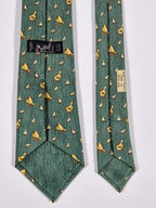 Hermés green vintage silk tie geese 7595 SA