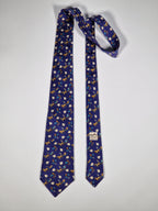 Hermès silk tie blue horse sledge and bells 7596 SA