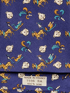 Hermès silk tie blue horse sledge and bells 7596 SA