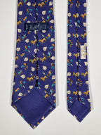 Hermès silk tie blue horse sledge and bells 7596 SA
