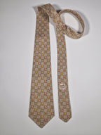 007618 Hermès silk tie brown ethnical pattern 7618 TA