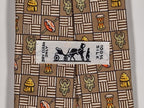 007618 Hermès silk tie brown ethnical pattern 7618 TA