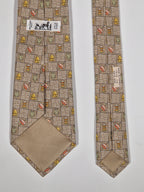 007618 Hermès silk tie brown ethnical pattern 7618 TA
