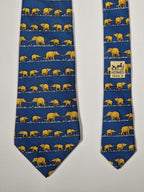 Hermès silk tie blue elephants pattern 7621 TA