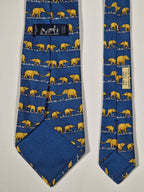 Hermès silk tie blue elephants pattern 7621 TA