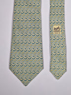 007644 Hermès tie blue geometrical pattern 7644 TA