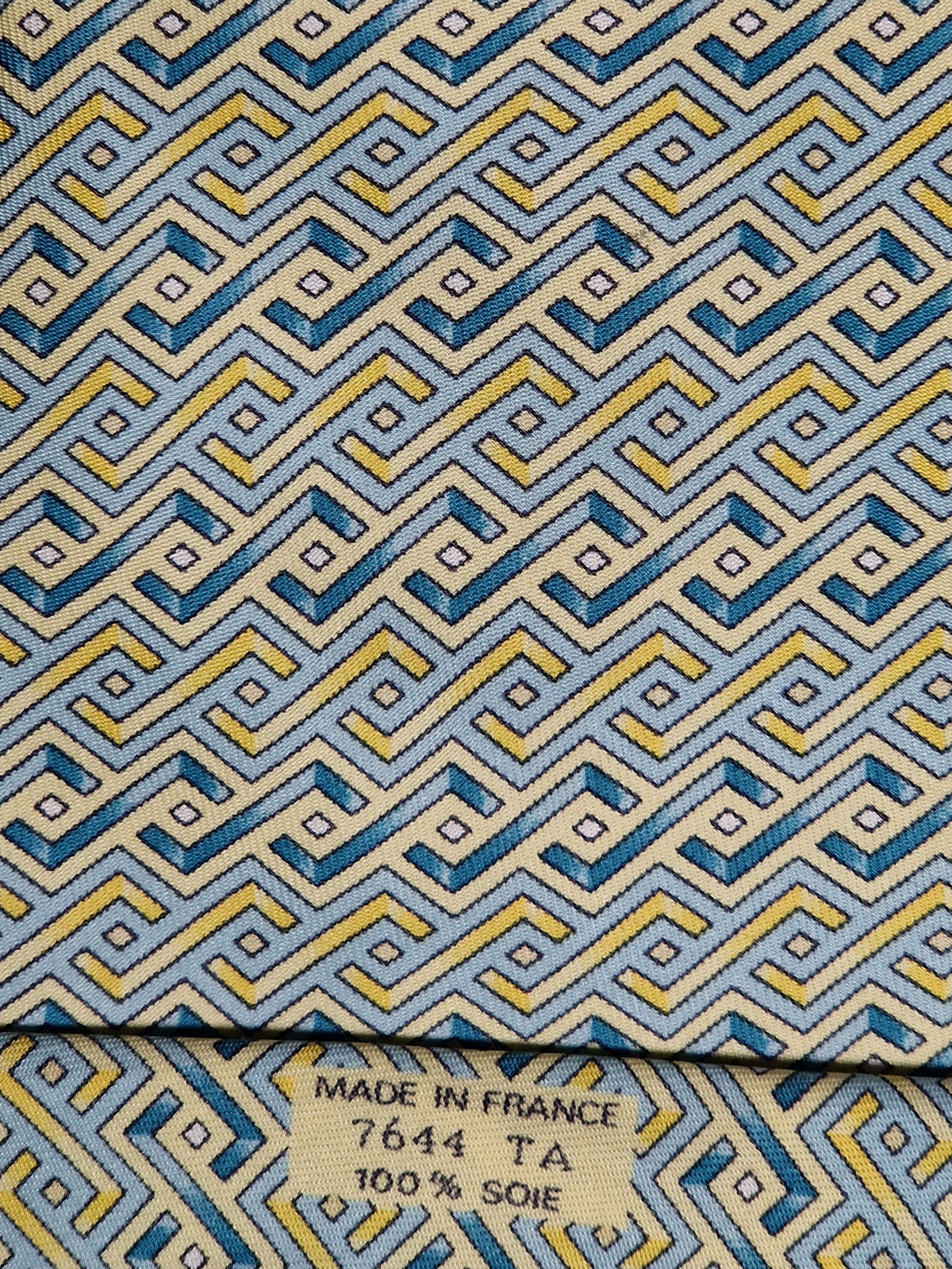 007644 Hermès tie blue geometrical pattern 7644 TA