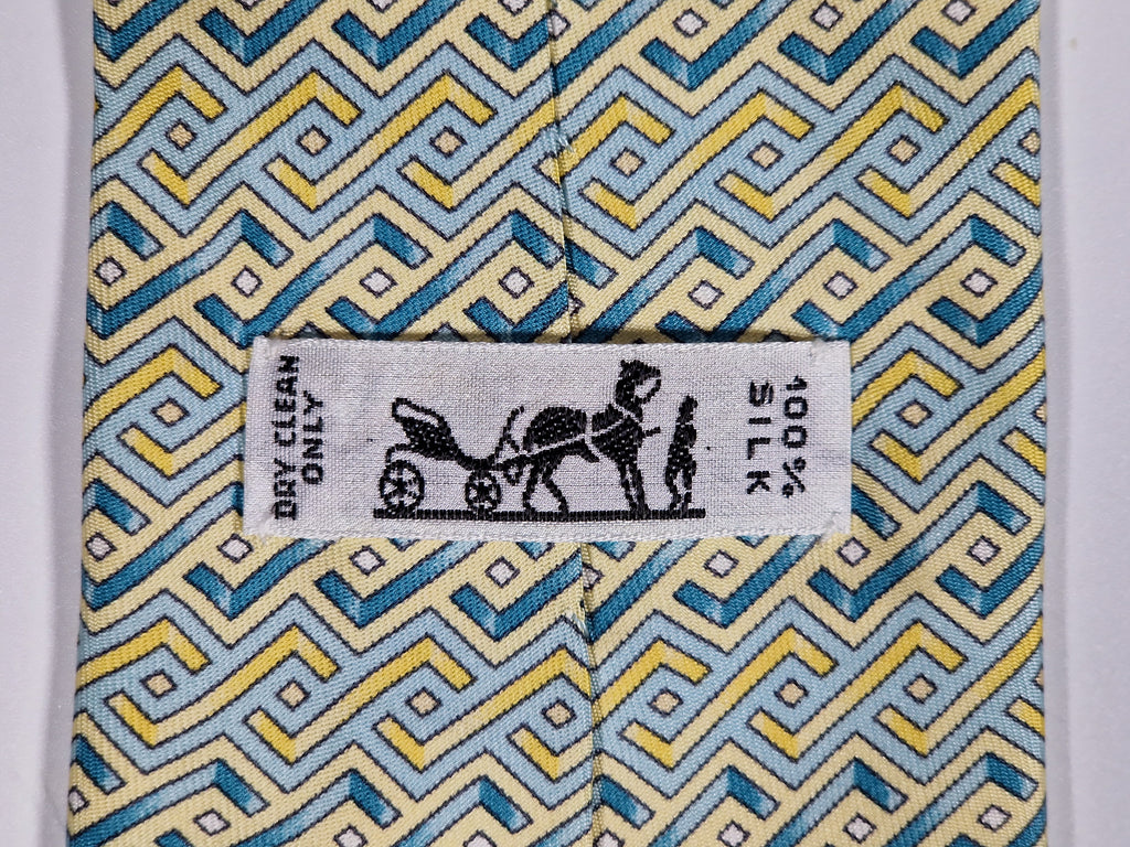 007644 Hermès tie blue geometrical pattern 7644 TA
