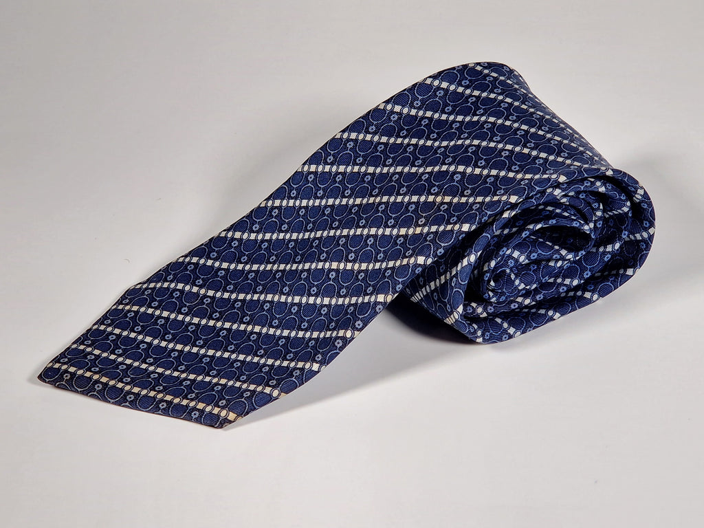 Hermés blue vintage silk tie 764 UA