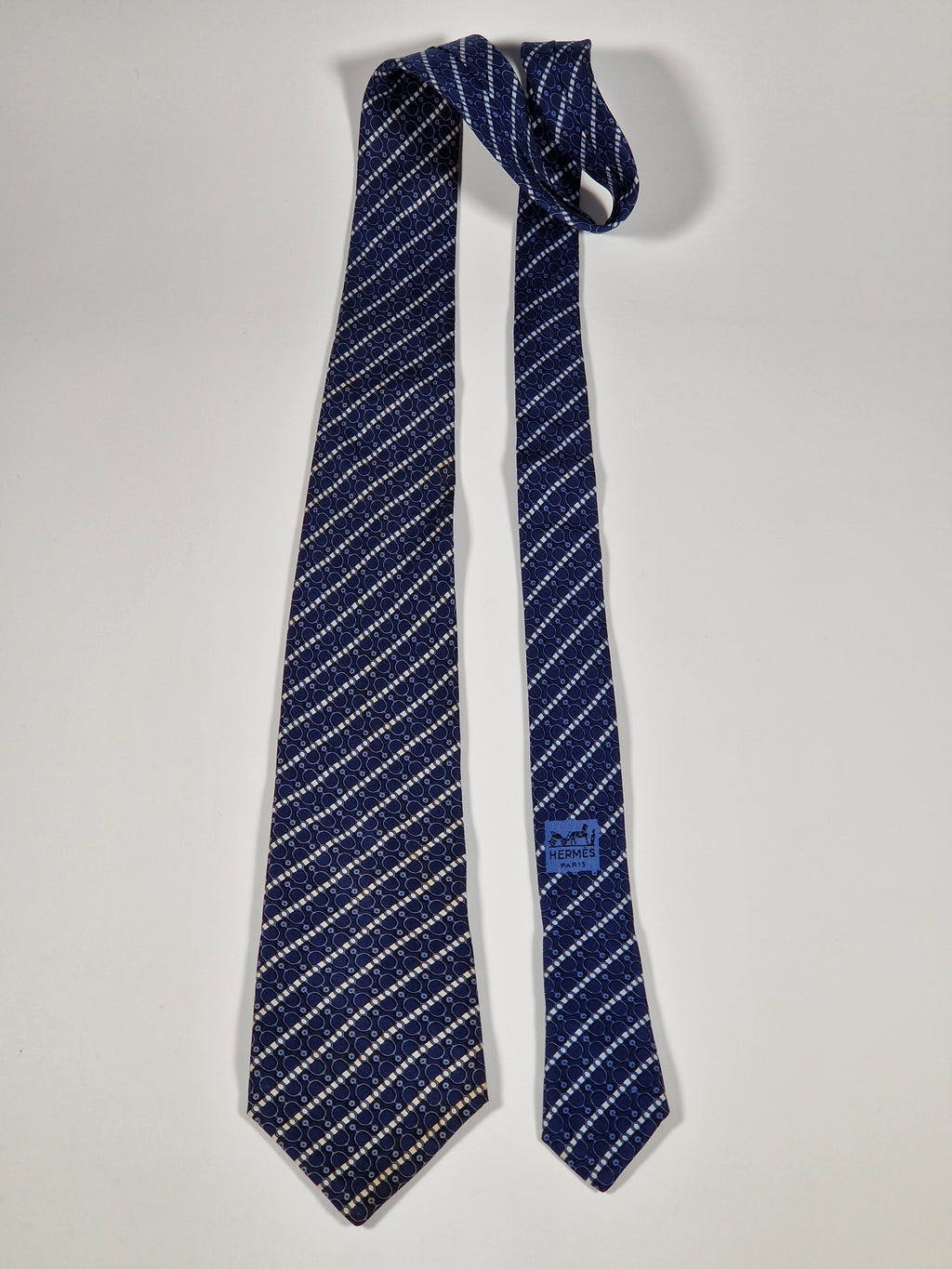 Hermés blue vintage silk tie 764 UA