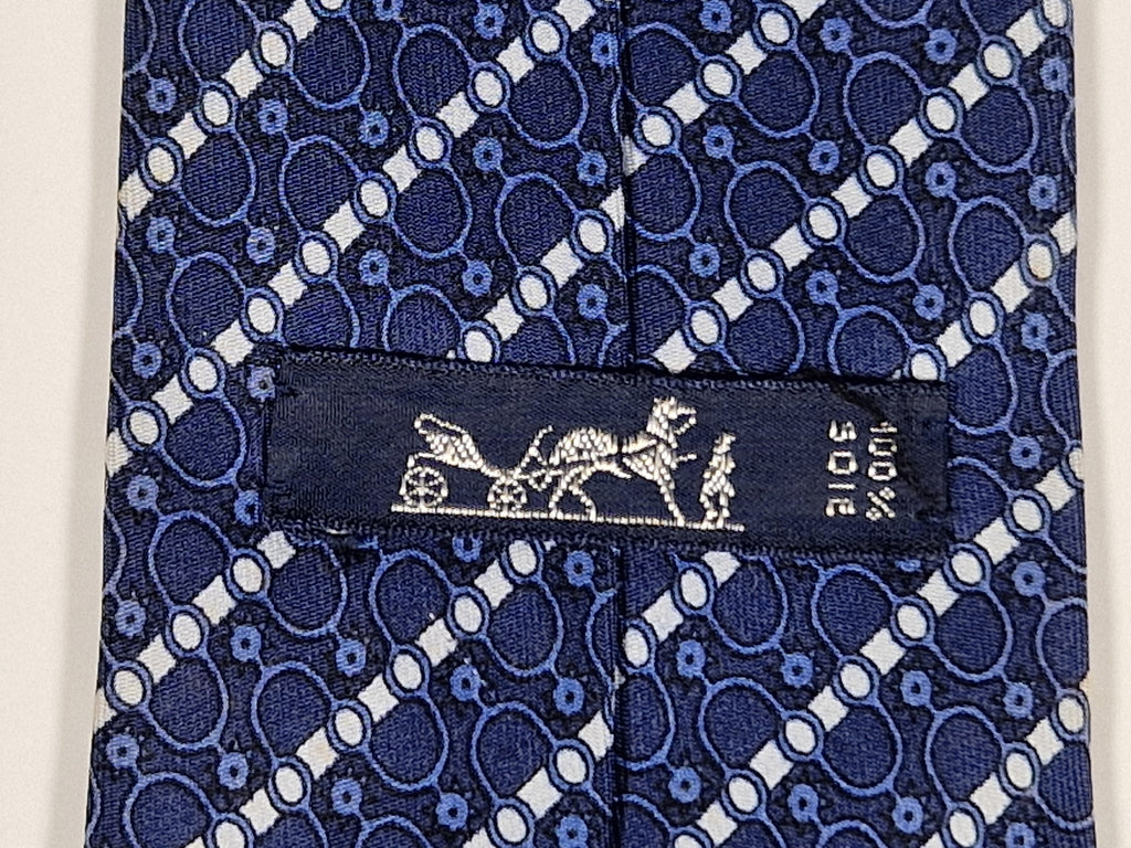 Hermés blue vintage silk tie 764 UA