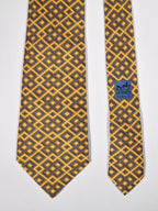 Hermès silk tie yellow geometric pattern 7656 TA