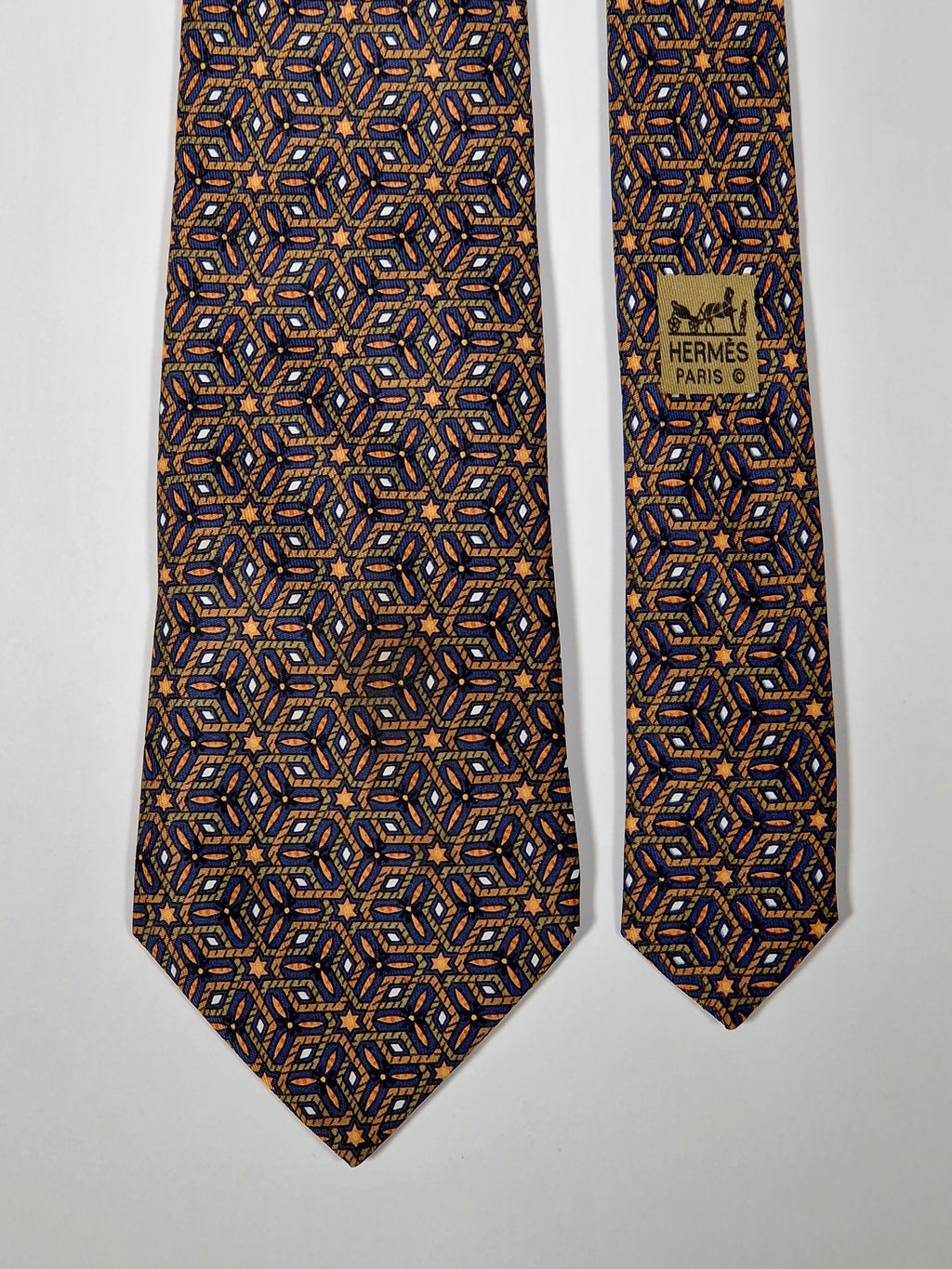 007662 Hermès tie blue geometrical pattern 7662 TA