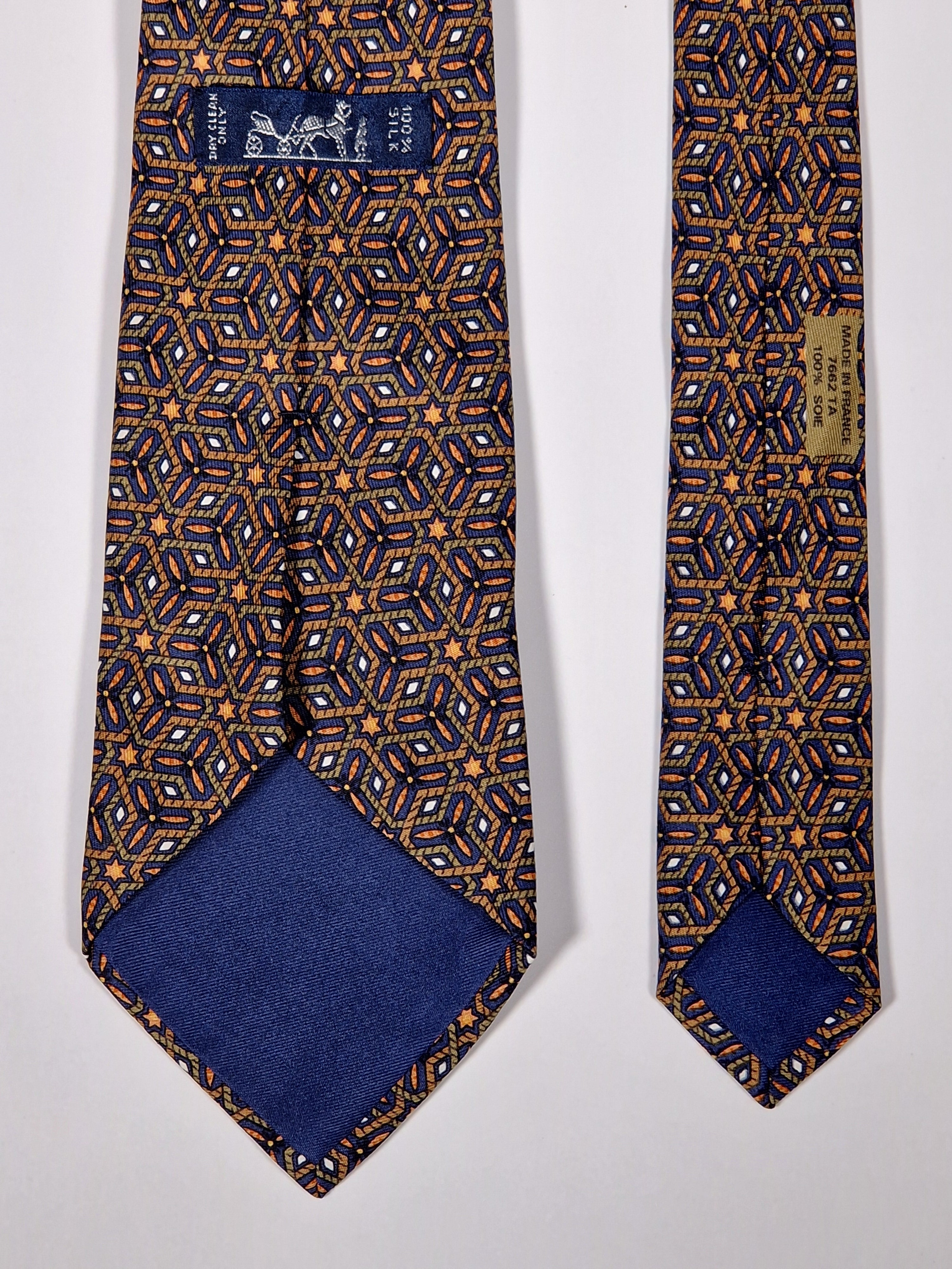 007662 Hermès tie blue geometrical pattern 7662 TA