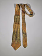 007673 Hermès silk tie yellow flower pattern 7673 TA