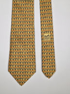 007673 Hermès silk tie yellow flower pattern 7673 TA