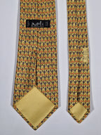 007673 Hermès silk tie yellow flower pattern 7673 TA