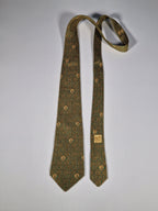 Hermès silk tie green ethnical pattern 7677TA