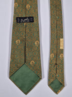 Hermès silk tie green ethnical pattern 7677TA