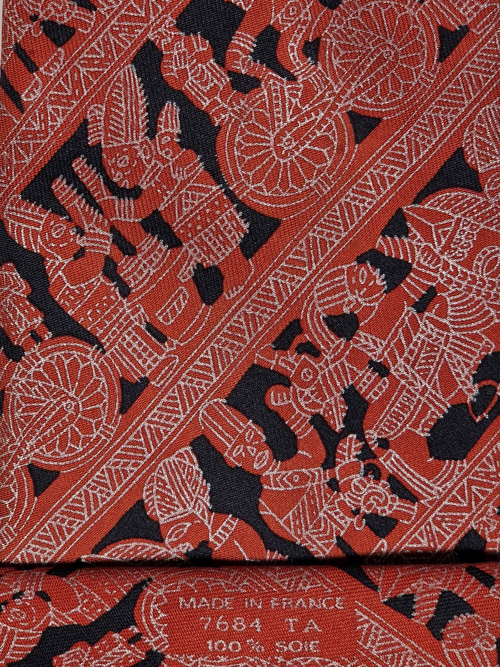 007684 Hermès tie red etnical pattern 7684 TA