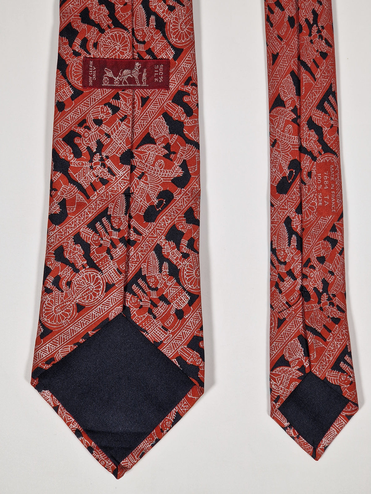 007684 Hermès tie red etnical pattern 7684 TA