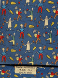 007688 Hermès tie blue whimsical wine harvest 7688 OA