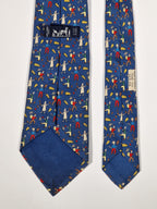 007688 Hermès tie blue whimsical wine harvest 7688 OA