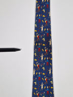 007688 Hermès tie blue whimsical wine harvest 7688 OA