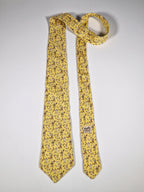 Hermès silk tie yellow wine harvest pattern 7688 OA