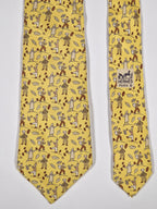 Hermès silk tie yellow wine harvest pattern 7688 OA