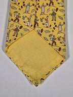 Hermès silk tie yellow wine harvest pattern 7688 OA