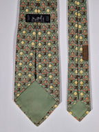 Hermès silk tie green flower in pots pattern 7692 OA